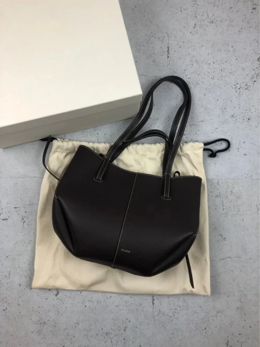 Polene Cyme Mini Black Leather Tote ✨